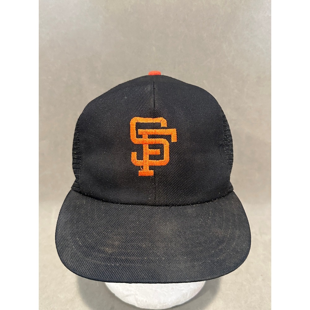 Vintage San Francisco Giants Annco Trucker Hat Black Orange MLB Snapback SF Logo